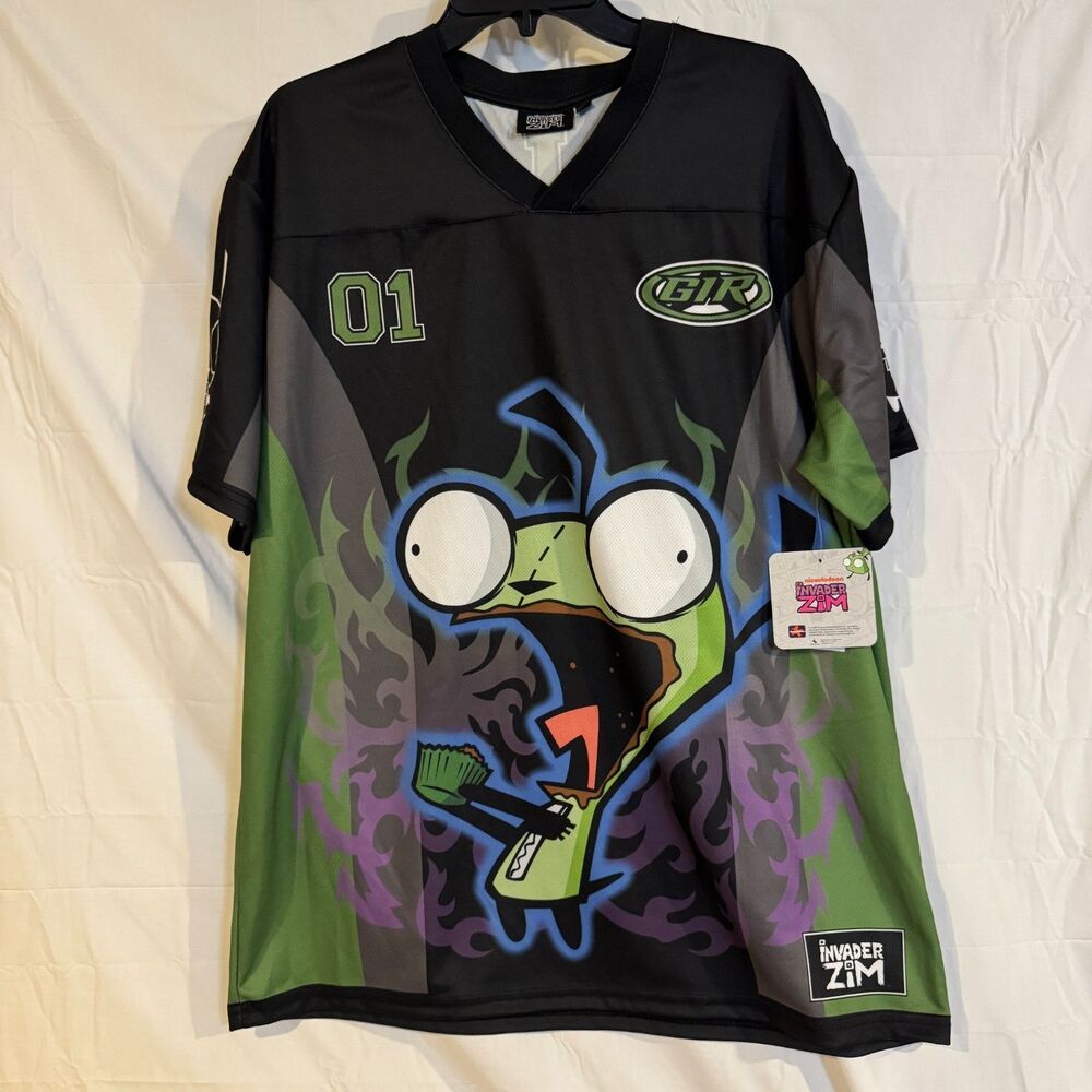 Invader Zim Gir Baseball Jersey Shirt Large L Black Green Cupcake